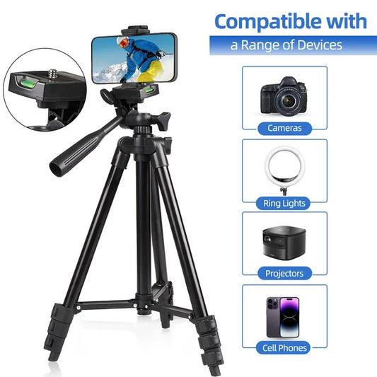 Camera Tripod Selfie Phone Lightweight Tripod,360° Adjustable, Stable Legs, Cell Phone Tripod for Recording Heavy Duty Aluminum,Selfies/Video Recording/Vlogging/Live Streaming