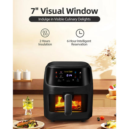 Air Fryer Oven 8.5QT, 410°F Digital One Touch Screen Airfryer, Oil-less Air Cooker that Crisps, Roasts, Reheats, Easy Meals, Nonstick and Dishwasher Safe Basket, Stainless Steel, Black